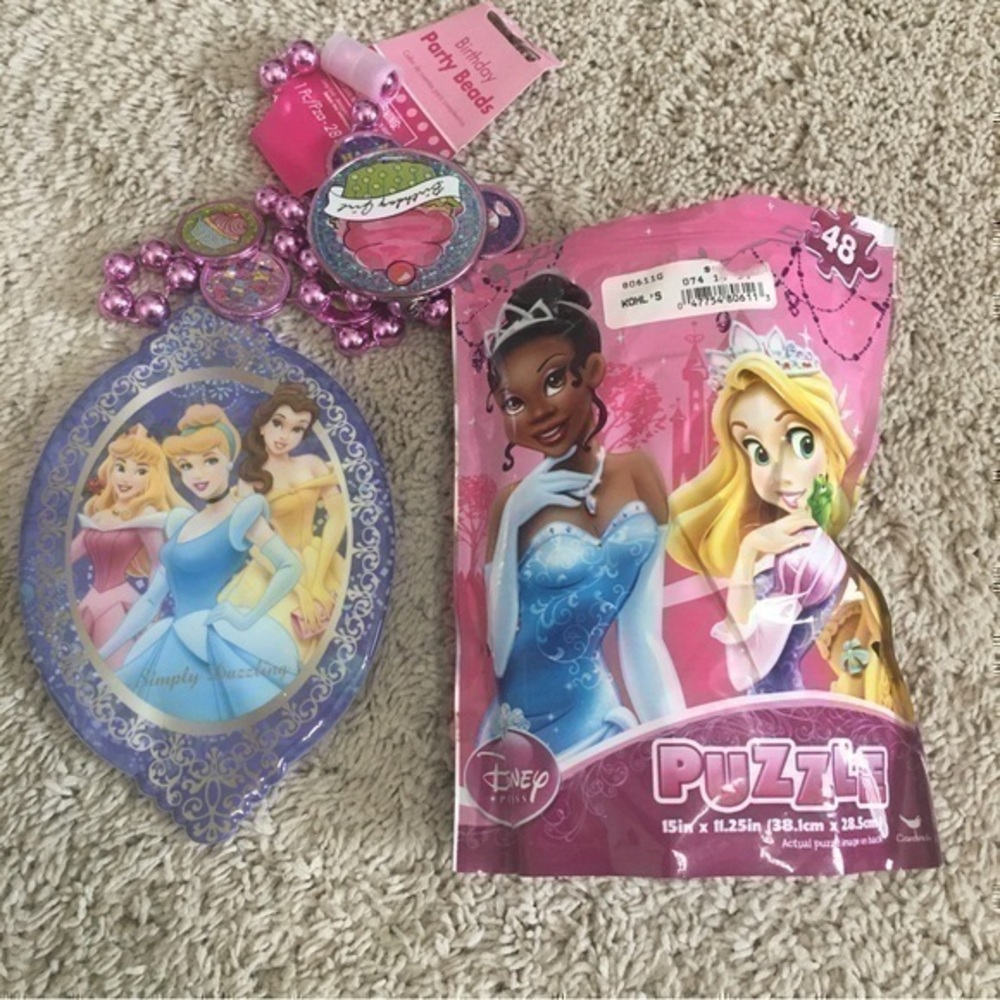 Disney Princess puzzle and coin purse. Birthday beads